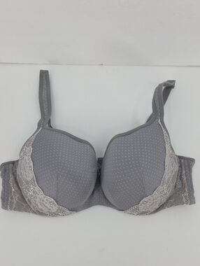 Cacique Gray Lace-Accent Molded Bra